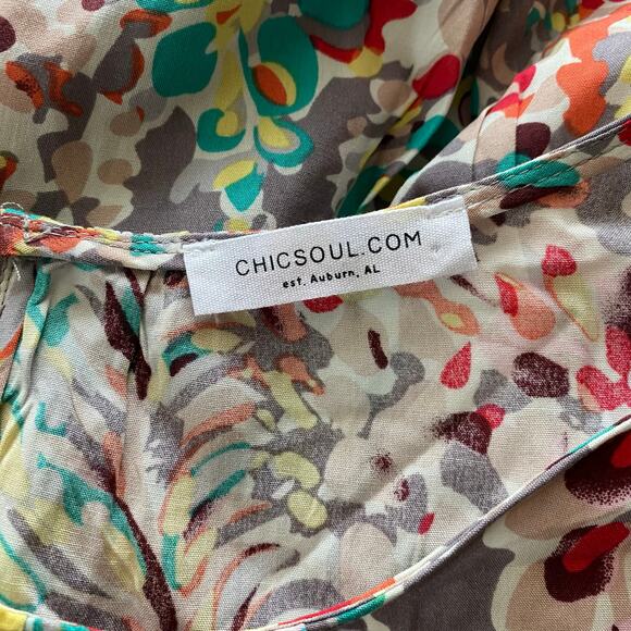 Chic Soul Womans Sleeveless Abstract Floral Top Blouse SZ‎ 1X Summer Beach Flowy - Picture 3 of 8